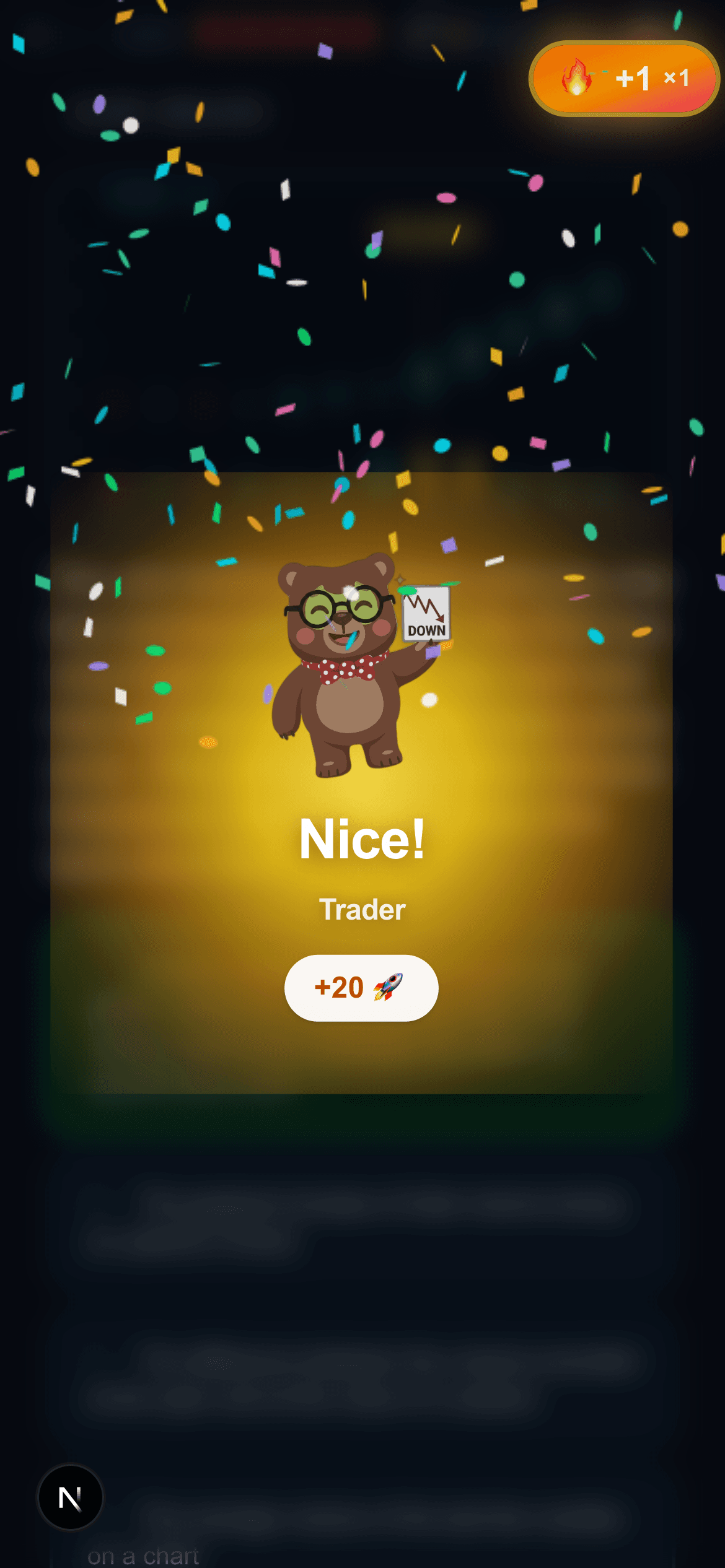 Reward moment with Berry, confetti, tendies and a streak